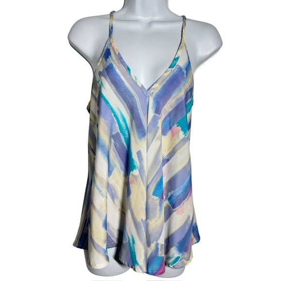 RaMona LaRue size XS 100% silk loose fit sleeveless top watercolors - Picture 1 of 7